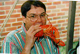 Dr. Williams attacking a lobster..