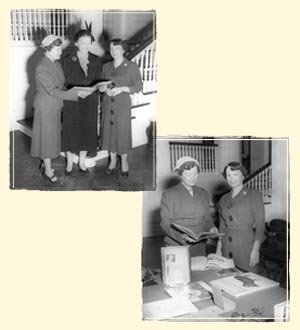 Photo collage of Frances Lander Spain. Dr. Spain is on the left.