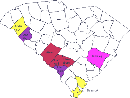 South Carolina counties beginning with A-B