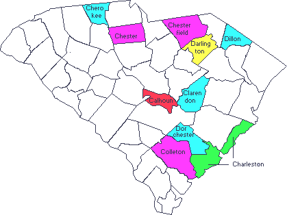 South Carolina counties beginning with C-D