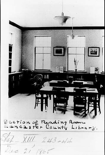 Photograph of reading room, Lancaster County Library