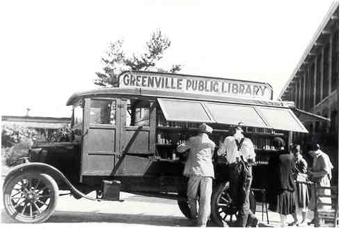 Photograph of bookmobile service at Greenville