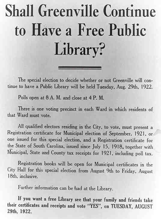 A copy of the flyer by Greenville Public Library
